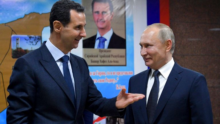 Syrian President Bashar Assad, while speaking to Russian President Vladimir Putin in Damascus in January 2020