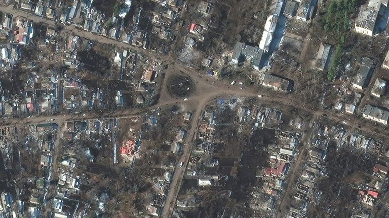 Homes and buildings in Sumy after the invasion. Pic: Satellite image ©2022 Maxar Technologies