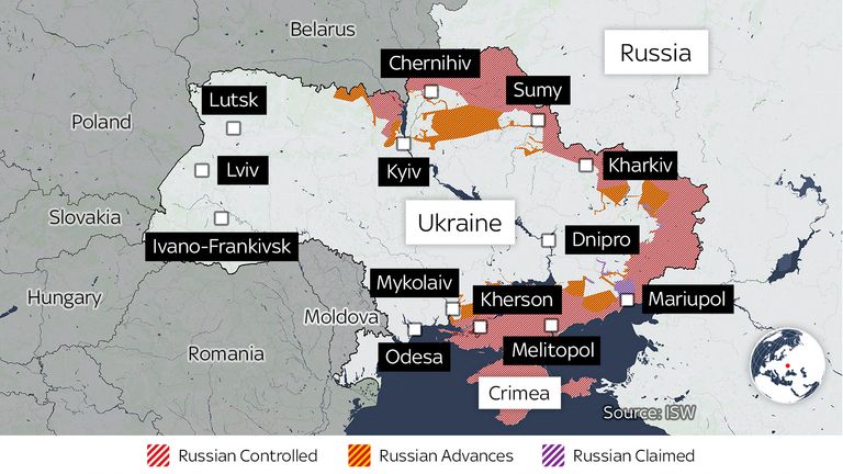 Map of Ukraine March 24, 2022
