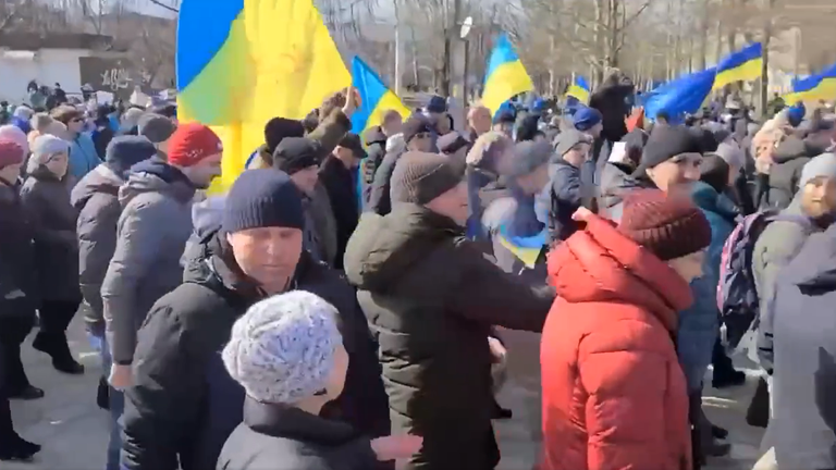Five wounded after Russian forces fire at anti-occupation protest in Ukraine.