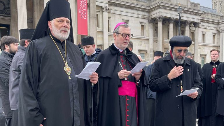 Prayers recited as people prayed for their relatives in Ukraine.