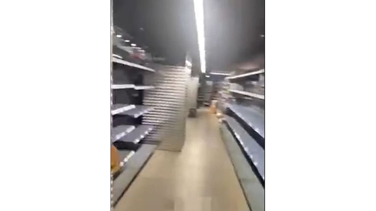 A supermarket in Lviv was empty as Russia continues its invasion of Ukraine