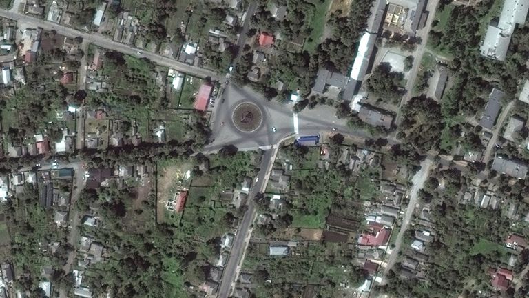 Homes and buildings before the invasion in Sumy. Pic: Satellite image ©2022 Maxar Technologies