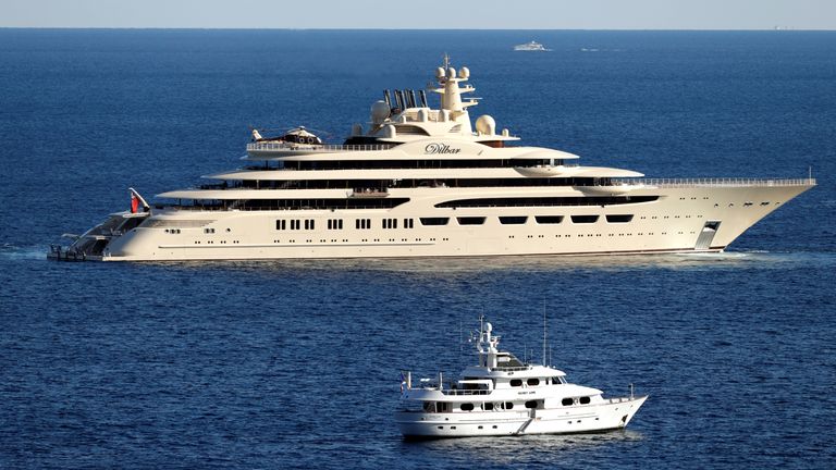 The Dilbar, owned by Russian oligarch Alisher Usmanov, seen in Monaco in 2017