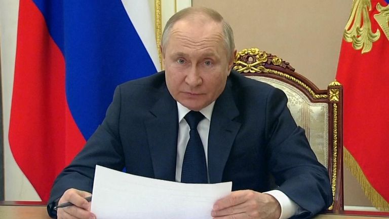 Addressing his government, Russian President Vladimir Putin says the West seeks to blame Russia for its own mistakes by imposing sanctions.  He admits that sanctions cause 