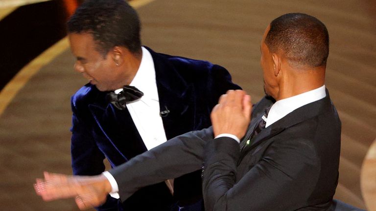 Will Smith hits Chris Rock during the Oscars ceremony