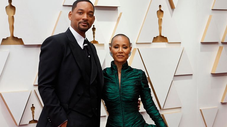 Will Smith and Jada Pinkett Smith on the red carpet during the Oscars 2022 arrivals