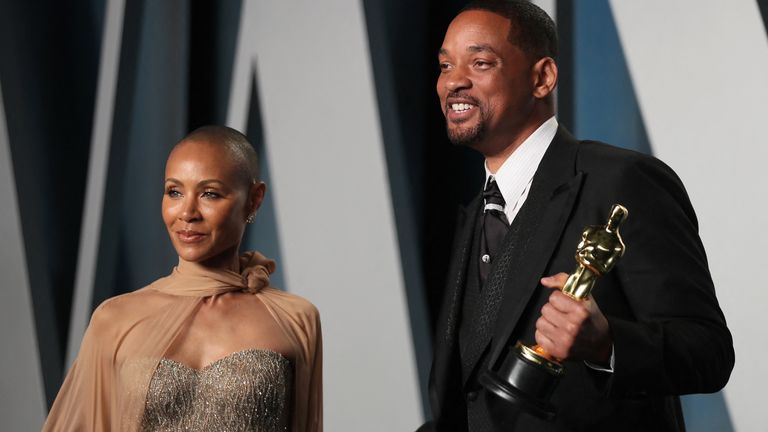 Will Smith and Jada Pinkett Smith at the Vanity Fair Oscar party during the 94th Academy Awards in Beverly Hills, California, U.S., March 27, 2022. REUTERS/Danny Moloshok
