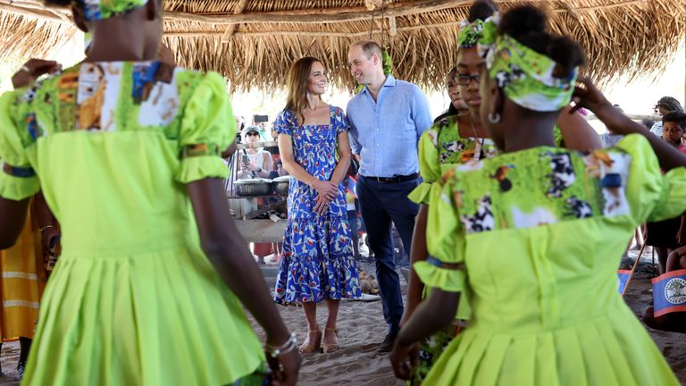 The Duke and Duchess of Cambridge attending the Festival of Garifuna Culture in Hopkins, a small village on the coast which is considered the cultural centre of the Garifuna community in Belize, during their tour of the Caribbean on behalf of the Queen to mark her Platinum Jubilee