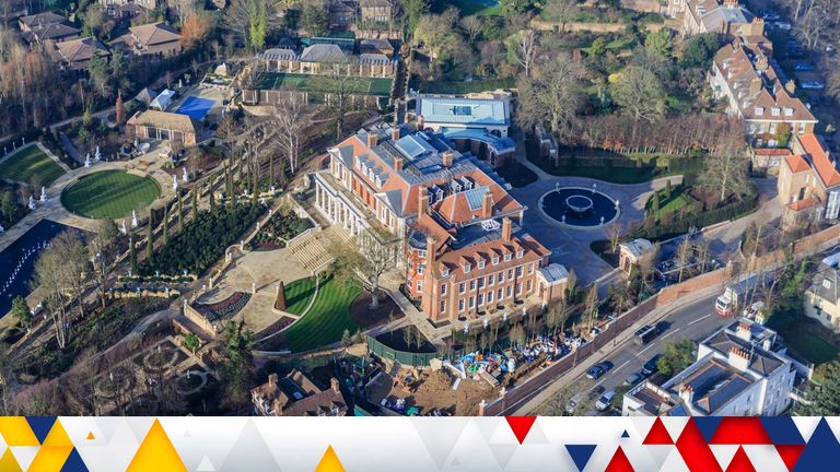 Mandatory Credit: Photo by High Level/Shutterstock (9286523r).Witanhurst House, London's largest private residence, Highgate Hill, London. N6.UK aerial views - 2017