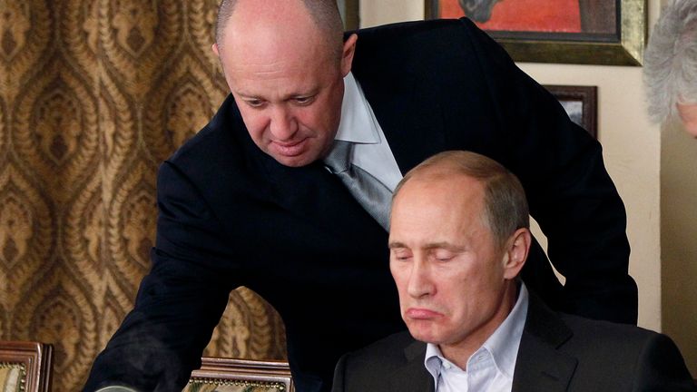 Wagner&#39;s &#39;money man&#39; Yevgeny Prigozhin with Vladimir Putin in 2011 Pic: AP