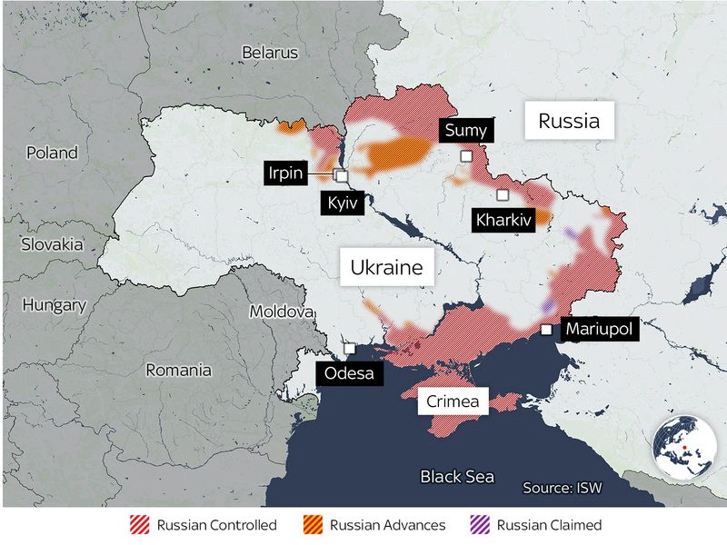 Russia's invasion of Ukraine mapped - what happened on day 12 | World News | Sky News