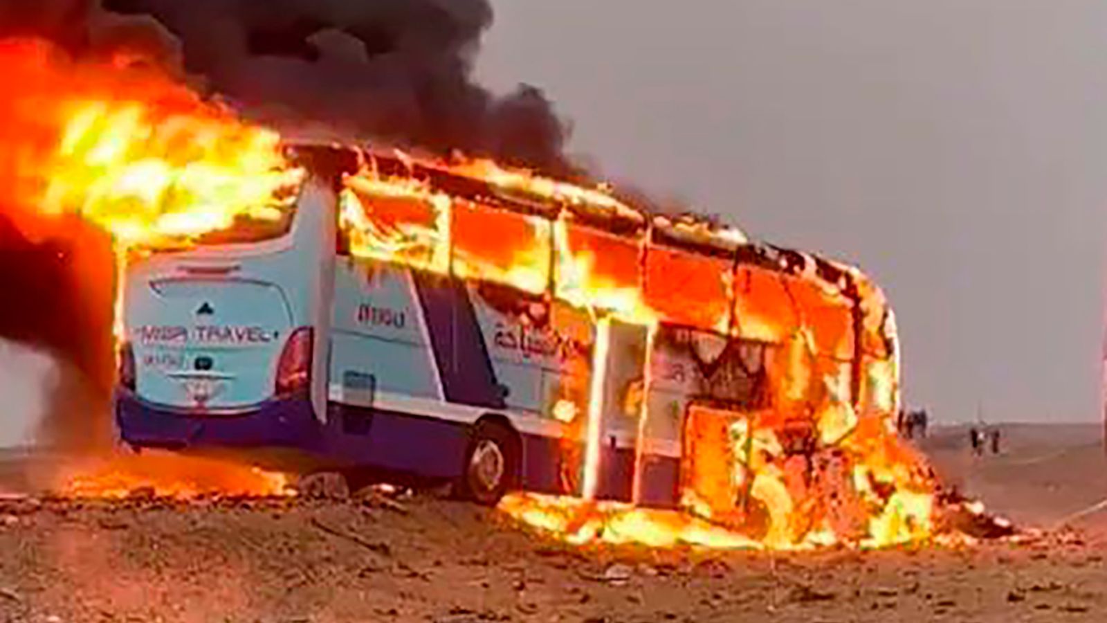 Egypte: 10 doden wanneer bus vol toeristen in brand vliegt na aanrijding met vrachtwagen |  Wereldnieuws