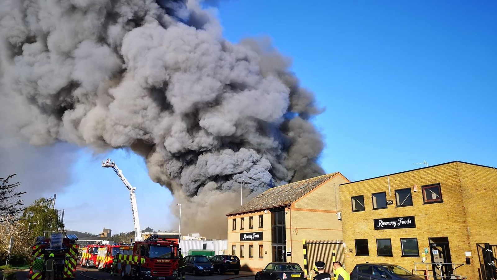 Harlow fire Firefighters tackle huge blaze at sausage factory in Essex