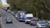 Heavy traffic on the A20, near Ashford in Kent, as drivers seek to avoid Operation Brock on the M20, as freight delays continue at the Port of Dover, in Kent, where P&O ferry services remain suspended after the company sacked 800 workers without notice. Picture date: Thursday April 7, 2022.
