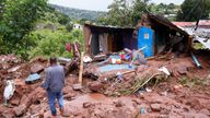 Homes were destroyed after heavy rains caused flood damage in Durban, South Africa