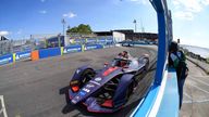 Robin Frijns (4) in action during the race of the 2019 New York E-Prix Formula E race at Brooklyn. Pic: Dennis Schneidler-USA TODAY Sports