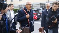 Members of the media follow Pierin Vincenz, former CEO of Swiss Raiffeisen bank and his lawyer Lorenz Erni after a trial in Zurich, Switzerland April 13, 2022. REUTERS/Arnd Wiegmann
