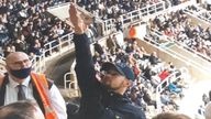 Shay Asher making a Nazi gesture towards Tottenham Hotspur fans at a game at St James&#39; Park.