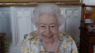 The Queen talking to hospital staff