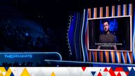President of Ukraine, Volodymyr Zelenskyyy, speaks on screen at the 64th Annual Grammy Awards
PIC:AP