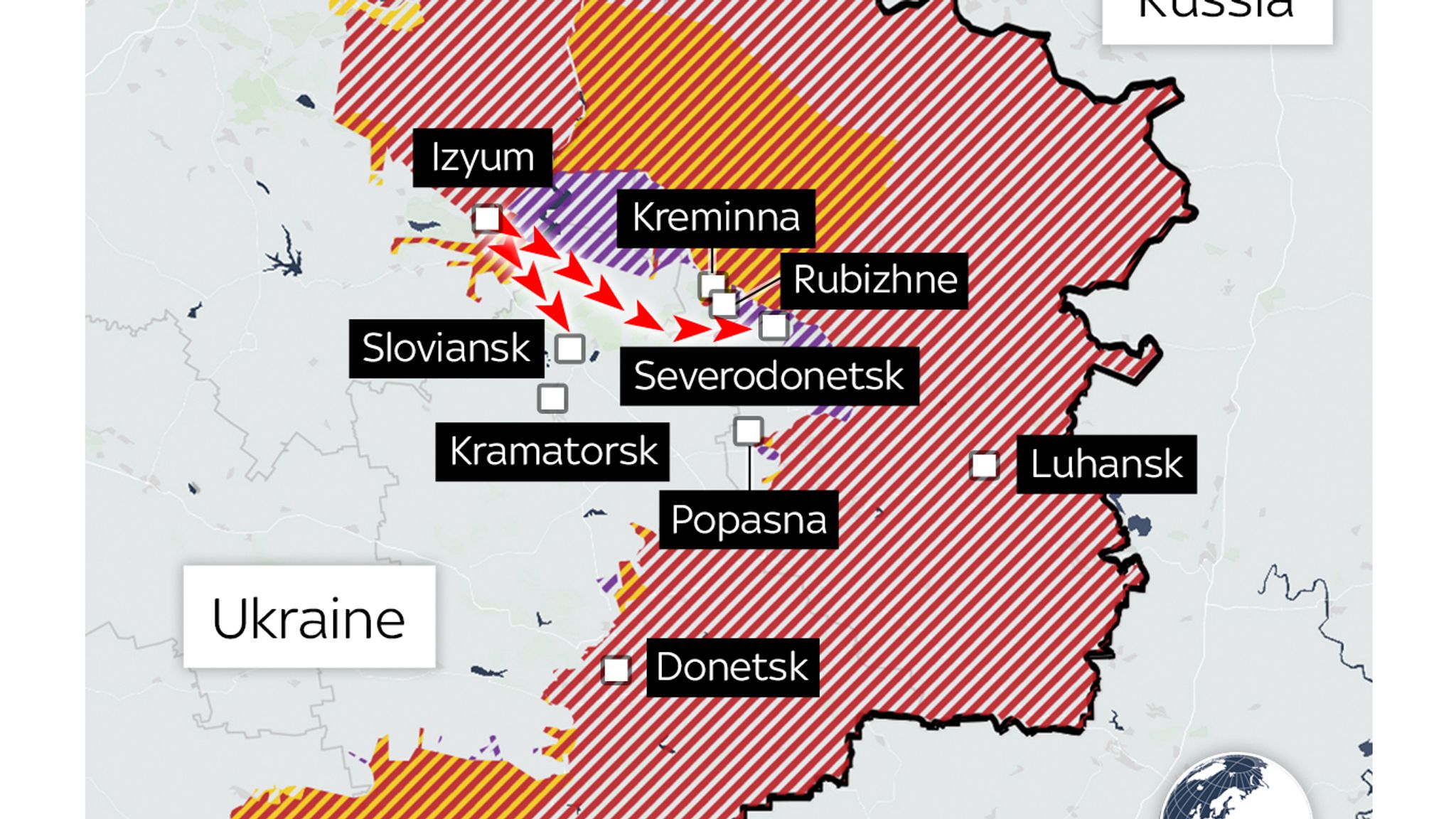 Ukraine war: The key battlegrounds in the Battle of the Donbas, Russia ...