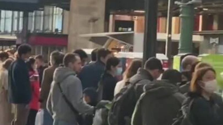 Apparent &#39;IT system issues&#39; at border control led to enormous queues over two floors at Paris Gare du Nord on Easter Monday.