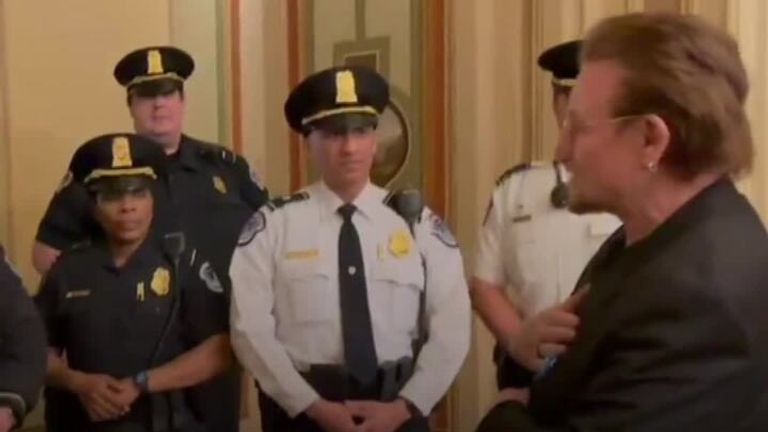 In a recent visit to the Capitol, rockstar Bono told a group of Capitol police that they saved America from a lot of &#39;awfulness&#39; that happened on 6 January. 