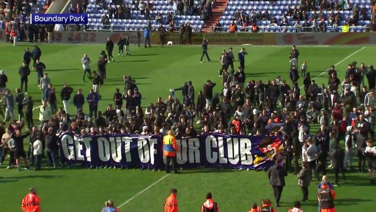 Oldham fans' pitch protest suspends play | Video | Watch TV Show | Sky Sports
