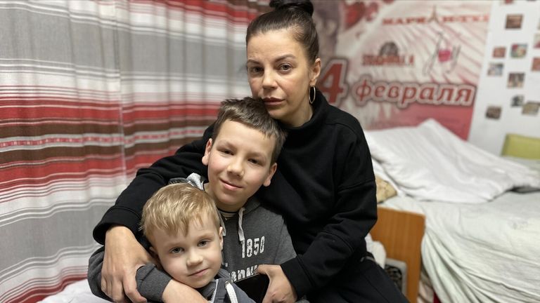 Mother of two Oksana Suslenko and boys Nikita, 4, and Artyem, 11, now live in an underground children&#39;s hospital in Mykolaiv, southern Ukraine