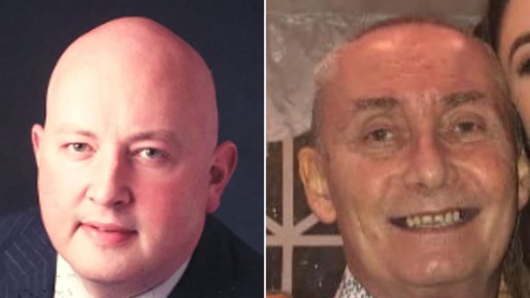 Bu hafta kendi evlerinde ölü bulunan ve ağır yaralı olarak bulunan Sligo'lu 42 yaşındaki Aidan Moffitt (solda) ve 58 yaşındaki Michael Snee'den Garda tarafından yayınlanan tarihsiz broşür fotoğrafı.  Yayın tarihi: 13 Nisan 2022 Çarşamba.