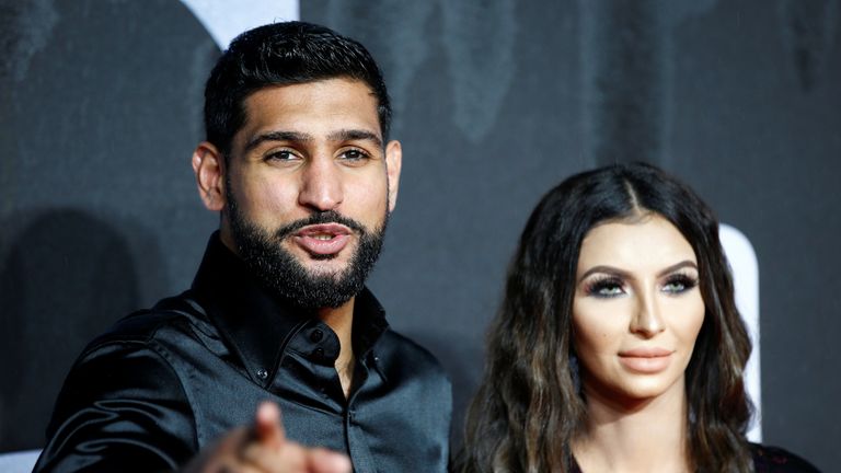 Boxer Amir Khan and his wife Faryal Makhdoom attend the European premiere of &#39;Creed II&#39;, at the BFI IMAX in central London, Britain November 28, 2018. REUTERS/Henry Nicholls
