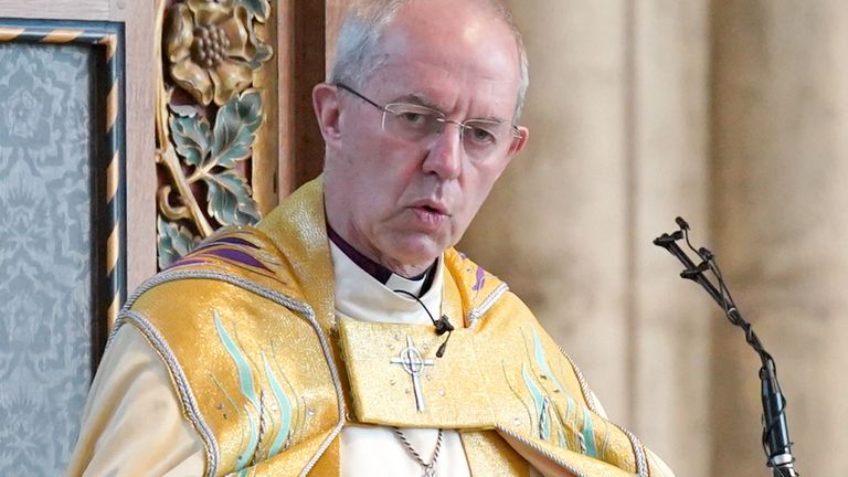 Archbishop Justin Welby of Canterbury leads the Easter Liturgy at the Canterbury Cathedral. Date of the picture: Sunday, April 17, 2022.