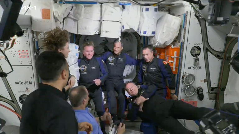 The four astronauts were welcomed aboard the ISS on Saturday