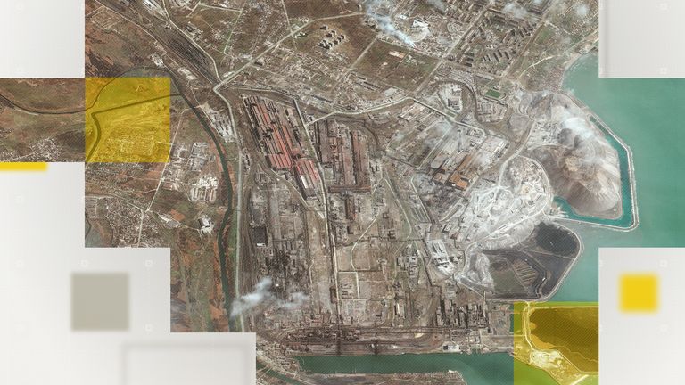 The Azovstal steelworks captured in satellite imagery on  April 12. Credit: Maxar