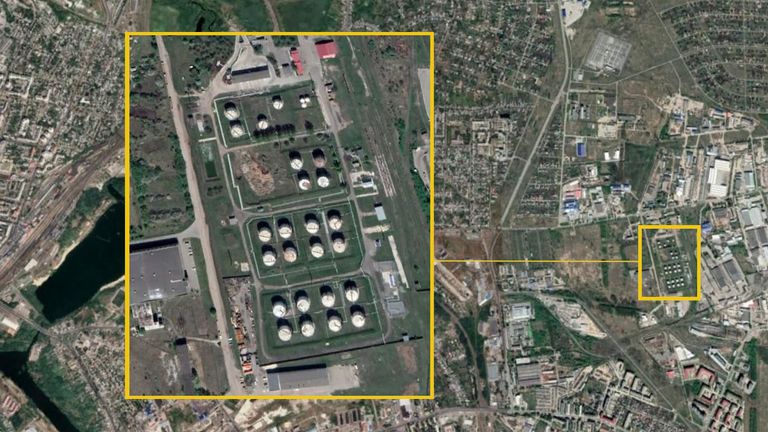 The oil depot is close to the main area of Belgorod and has a high number of residential areas surrounding it. Pic: Google Maps