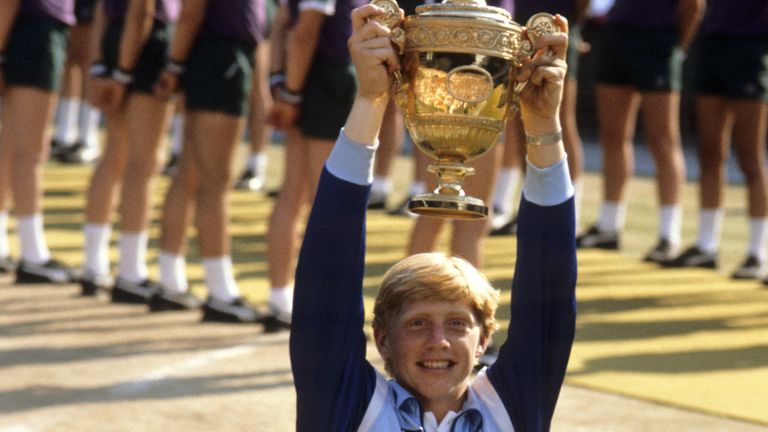 Boris Becker winning Wimbledon in 1985 at the age of 17