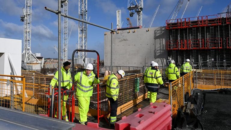 Prime Minister Boris Johnson during a visit to Hinkley Point C nuclear power station construction site in Somerset. Picture date: Thursday April 7, 2022.
