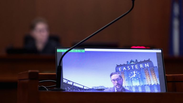 Eastern Columbia Building manager Brandon Patterson gave his testimony in a recorded deposition