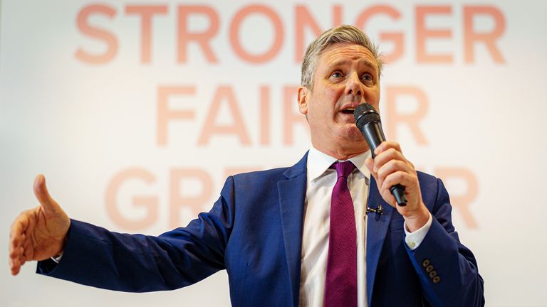 Sir Keir Starmer at the launch of the Welsh Labour election campaign at Bridgend College in Bridgend. Picture date: Tuesday April 5, 2022.
