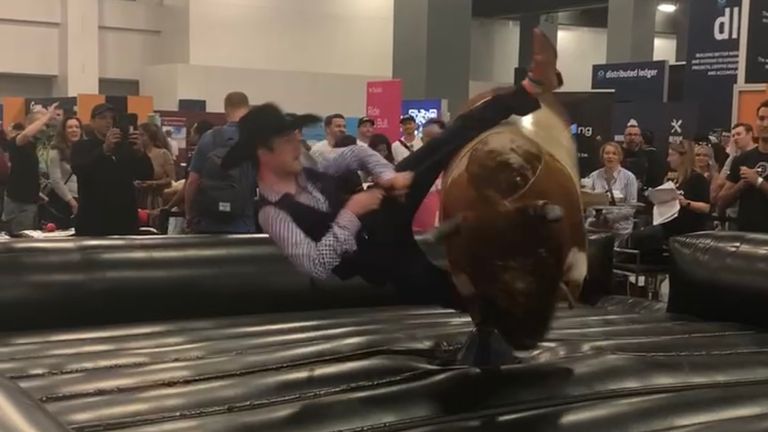 Riding the mechanical bull was even harder than it looks... and it looked difficult