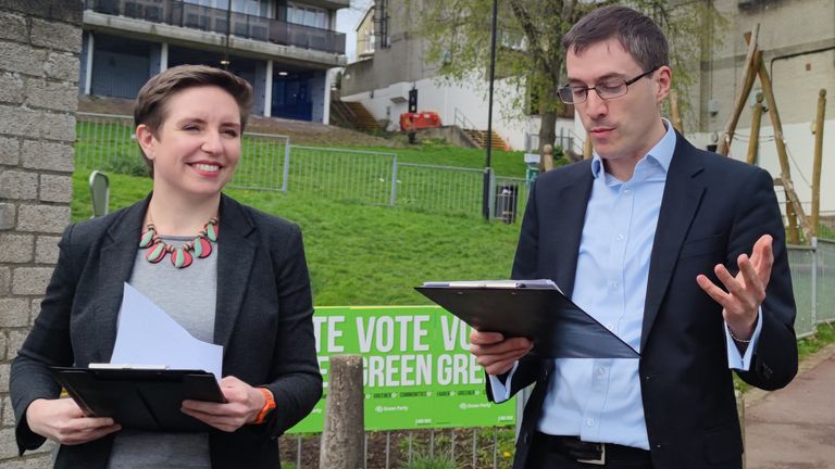 Carla Denyer  and  Adrian Ramsay during the Green Party Election Launch - 05/04/22
Handout