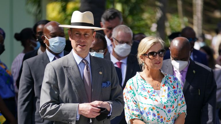 The Earl and the Countess of Wessex at the Botanical Gardens in St Vincent and the Grenadines