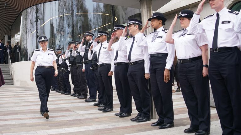 Embargoed until 5pm, Friday 8 April.  Metropolitan Police Commissioner Dame Cressida Dick leaves Scotland Yard in London ahead of her last day as head of the Met on April 10.  Date taken: Friday, April 8, 2022.