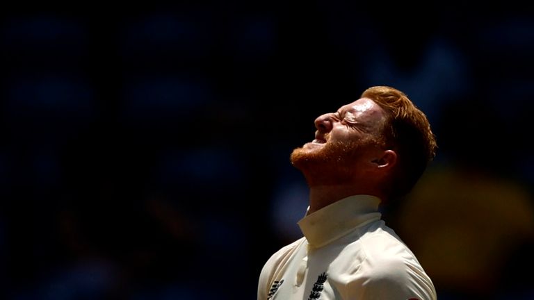 Cricket - Third Test - West Indies v England - National Cricket Stadium, St George&#39;s, Grenada - March 26, 2022 England&#39;s Ben Stokes reacts Action Images via Reuters/Jason Cairnduff
