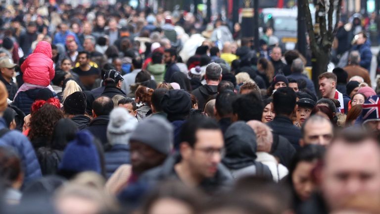 Undated file photo of a crowd of people. The number of people moving to the UK long-term from non-EU countries is at its highest level on record, according to the latest estimates