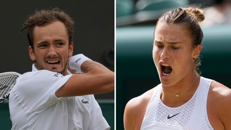 Russian Daniil Medvedev and Belarusian Aryna Sabalenka. Pics: AP