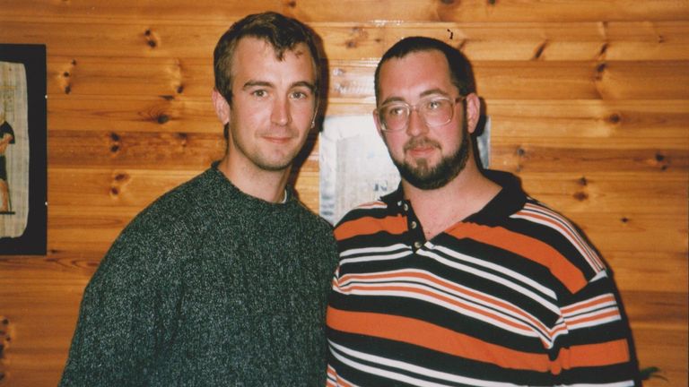 (LR) David Haines and his brother Mike Haines pictured in the late 1990s