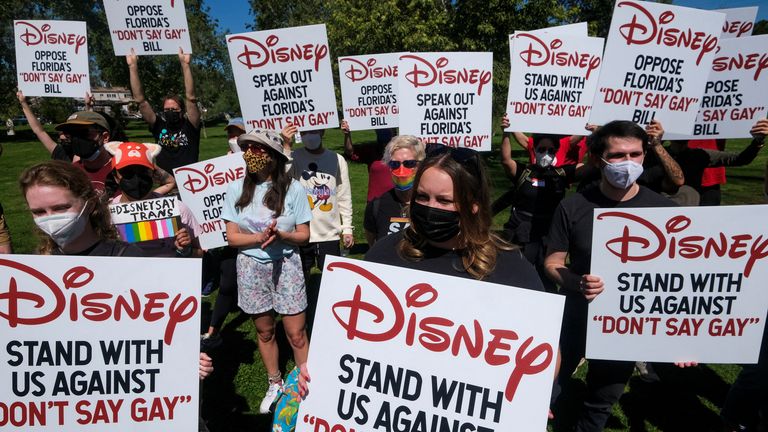 Disney&#39;s initial response sparked backlash within the company and led to organised walkouts by staff

