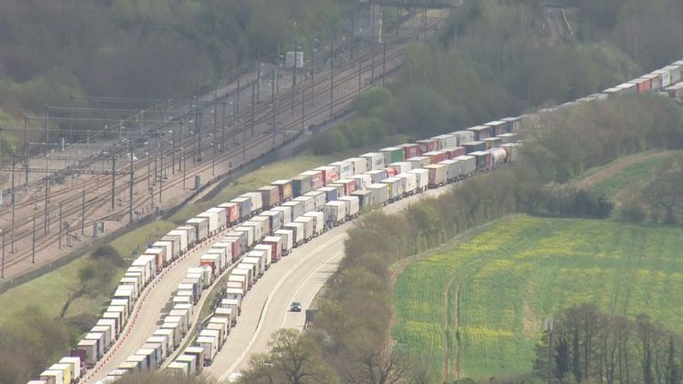 Lorry and car drivers heading to Dover to cross the Channel are getting stuck in queues amid the Easter holidays, bad weather and a lack of ships after P&O Ferries sacked 800 members of staff